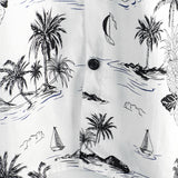 Chemise en Coton Aloha à Manches Courtes Blanche avec Imprimé d'Ananas Tropical et de Palmier pour Homme