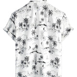 Chemise en Coton Aloha à Manches Courtes Blanche avec Imprimé d'Ananas Tropical et de Palmier pour Homme