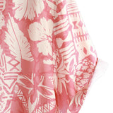 Chemise à Manches Courtes en Coton à Boutons Hawaïenne Florale Rose pour Homme