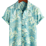 Chemise en coton à boutons à manches courtes avec imprimé floral tropical hawaïen vintage pour homme