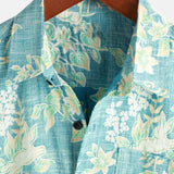Chemise en coton à boutons à manches courtes avec imprimé floral tropical hawaïen vintage pour homme