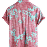 Chemise en Coton de Plage Tropicale Hawaïenne Vintage à Manches Courtes pour Homme en Rouge Floral