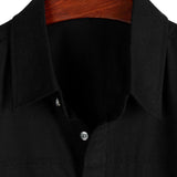 Chemise à Manches Courtes en Coton avec Poches Poitrine de Couleur Unie pour Homme