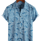Chemise à Manches Courtes en Coton Hawaïenne pour Homme d'Été Ocean Shark