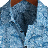 Chemise à Manches Courtes en Coton Hawaïenne pour Homme d'Été Ocean Shark