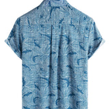 Chemise à Manches Courtes en Coton Hawaïenne pour Homme d'Été Ocean Shark