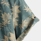 T-shirt d'été en coton à manches courtes pour homme avec design de feuille d'érable