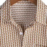 Chemise en Coton pour Homme Casual de Vacances à Manches Courtes Couleur Kaki avec Boutons