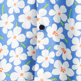 Chemise en Coton pour Homme d'Été avec Imprimé Floral, Décontractée, Coupe Slim, Manches Courtes, Couleur Bleu Clair