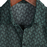 Chemise en Coton pour Homme Casual de Vacances à Manches Courtes Verte avec Boutons