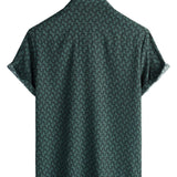 Chemise en Coton pour Homme Casual de Vacances à Manches Courtes Verte avec Boutons