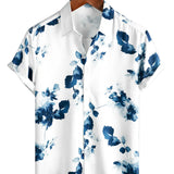 Chemise en Coton d'Été Décontractée à Fleurs à Manches Courtes pour Homme