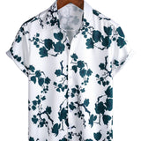 Chemise en Coton Floral d'Été à Manches Courtes pour Homme
