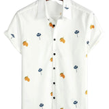 Chemise en Coton d'Été à Manches Courtes pour Homme, Boutons, Plage, Vacances