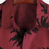 Chemise à Manches Courtes en Coton avec Col et Imprimé de Palmiers pour Homme