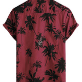 Chemise à Manches Courtes en Coton avec Col et Imprimé de Palmiers pour Homme