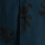 Chemise hawaïenne à manches courtes en coton avec col et imprimé de palmiers pour homme, bleu marine