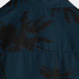 Chemise hawaïenne à manches courtes en coton avec col et imprimé de palmiers pour homme, bleu marine