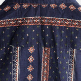 Chemise à Manches Courtes en Coton avec Boutons pour Homme, Rétro des Années 70, Rayures, Bleu Marine, Vintage