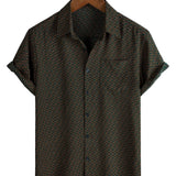 Chemise Retro en Coton à Manches Courtes avec Boutons Casual pour Homme