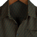 Chemise Retro en Coton à Manches Courtes avec Boutons Casual pour Homme
