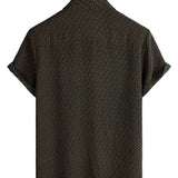 Chemise Retro en Coton à Manches Courtes avec Boutons Casual pour Homme