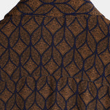 Chemise à Manches Courtes en Coton avec Poche à Motif Géométrique Rétro en Marron pour Homme