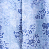 Chemise Rétro en Coton à Manches Courtes Florale Bleue pour Homme