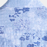 Chemise Rétro en Coton à Manches Courtes Florale Bleue pour Homme