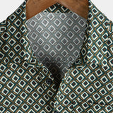 Chemise Casual en Coton à Manches Courtes avec Imprimé Géométrique pour Homme
