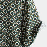 Chemise Casual en Coton à Manches Courtes avec Imprimé Géométrique pour Homme