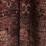 Chemise en Coton pour Homme Rétro avec Imprimé Paisley Floral, Boutons, Vintage, Vacances, Western, Marron, à Manches Courtes