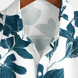 Chemise en Coton d'Été Décontractée à Fleurs pour Homme, avec Boutons et Manches Courtes, Idéale pour des Vacances à la Plage