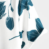 Chemise en Coton d'Été Décontractée à Fleurs pour Homme, avec Boutons et Manches Courtes, Idéale pour des Vacances à la Plage