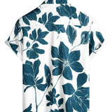 Chemise en Coton d'Été Décontractée à Fleurs pour Homme, avec Boutons et Manches Courtes, Idéale pour des Vacances à la Plage