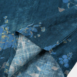 Chemise Casual en Coton à Manches Courtes avec Imprimé Floral Aquarelle en Bleu pour Homme