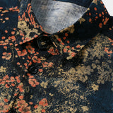 Chemise Casual en Coton à Manches Courtes avec Imprimé Floral Abstrait en Bleu Marine pour Homme