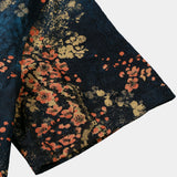 Chemise Casual en Coton à Manches Courtes avec Imprimé Floral Abstrait en Bleu Marine pour Homme