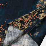 Chemise Casual en Coton à Manches Courtes avec Imprimé Floral Abstrait en Bleu Marine pour Homme
