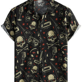 Chemise Hawaïenne en Coton Amusante et Fraîche de Musique Punk Rock pour Homme