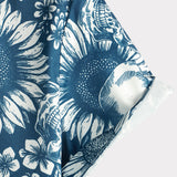 Chemise hawaïenne en coton avec boutons de crâne de tournesol pour homme, à manches courtes, bleue, rock and roll