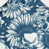 Chemise hawaïenne en coton avec boutons de crâne de tournesol pour homme, à manches courtes, bleue, rock and roll