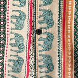 Chemise à Manches Courtes en Coton Vert avec Imprimé d'Éléphant Rayé pour Homme