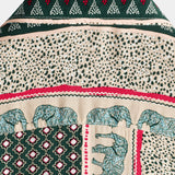 Chemise à Manches Courtes en Coton Vert avec Imprimé d'Éléphant Rayé pour Homme