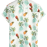Chemise en Coton de Plage Hawaïenne avec Imprimé d'Ananas pour Homme, à Manches Courtes et Boutons