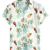 Chemise en Coton de Plage Hawaïenne avec Imprimé d'Ananas pour Homme, à Manches Courtes et Boutons