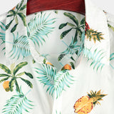 Chemise en Coton de Plage Hawaïenne avec Imprimé d'Ananas pour Homme, à Manches Courtes et Boutons