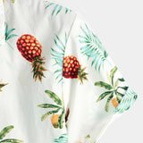 Chemise en Coton de Plage Hawaïenne avec Imprimé d'Ananas pour Homme, à Manches Courtes et Boutons