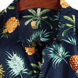 Chemise Hawaïenne en Coton à Manches Courtes avec Imprimé d'Ananas pour Homme