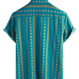 Chemise à Manches Courtes en Coton Vintage des Années 70 avec Imprimé Rayé pour Homme